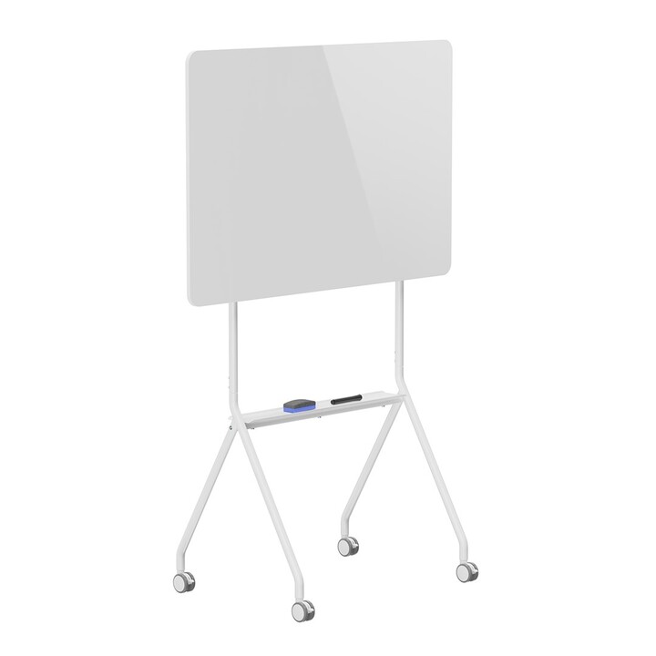 Tableau effaçable à sec mobile Ergo Office, orientation horizontale, blanc, simple face, avec étagère, dimensions du tableau 119