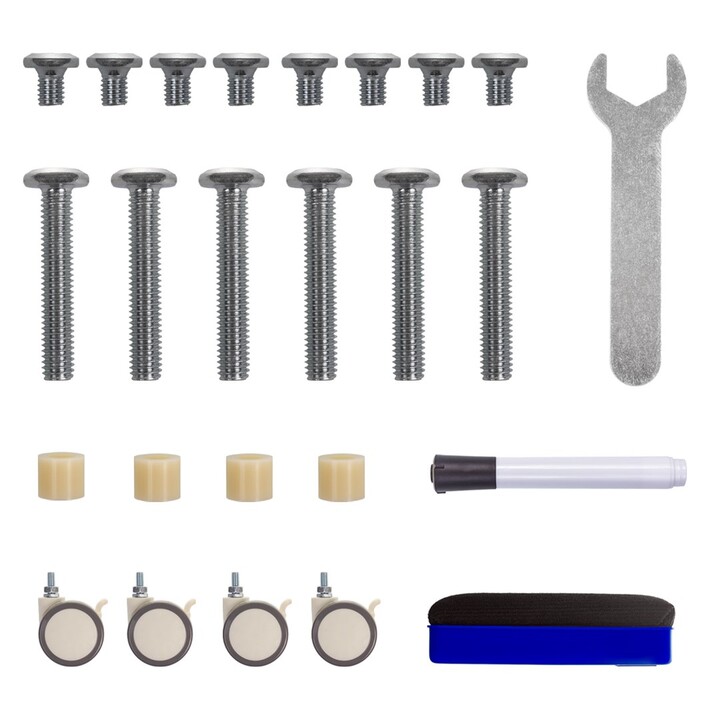 Ergo Office Mobile Dry Erase Board, Landscape Orientation, White, Single-Sided, with Shelf, Board Dimensions