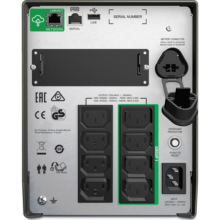 Sistema de alimentación ininterrumpida (UPS) APC SMT1000IC Línea interactiva 1 kVA 700 W 8 salidas AC