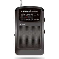 Tragbares AM/FM-Radio mit Energiesystem und 3,5-mm-Miniklinken-Kopfhörerausgang. Funktioniert mit AAA-Batterien.