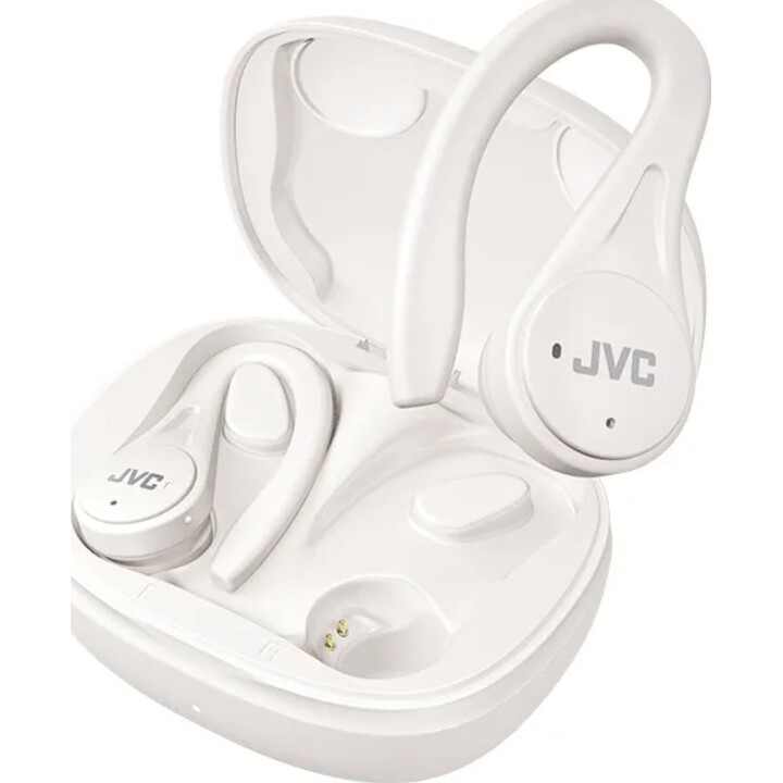 JVC True Wireless Sport - auriculares inalámbricos con gancho seguro, ligeros y compactos, blancos
