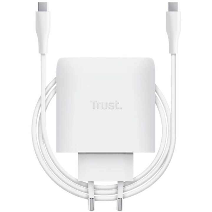 Carregador de parede Trust Maxo 65W GaN/ 1xUSB Tipo C/ Inclui cabo USB Tipo C/ 65W