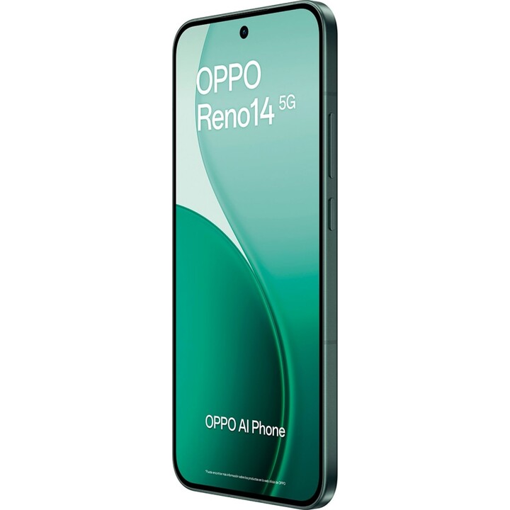 OPPO RENO14 5G, 12GB 512 GB, 6,59 AMOLED, 50MP, IP69, Charging Fast, 80W, Green luminoso