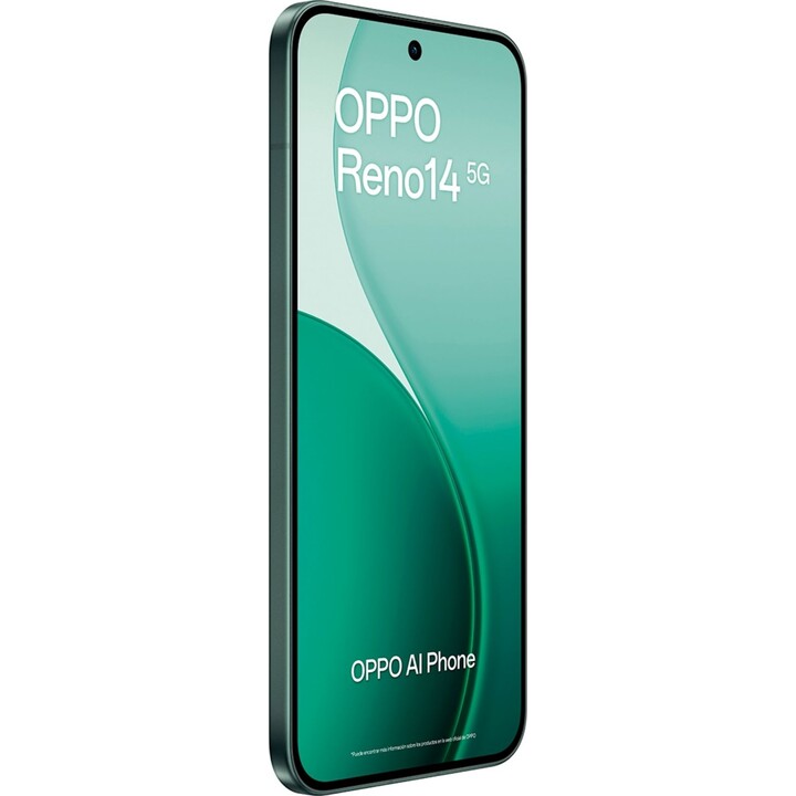 OPPO RENO14 5G, 12GB 512 GB, 6,59 AMOLED, 50MP, IP69, Charging Fast, 80W, Green luminoso