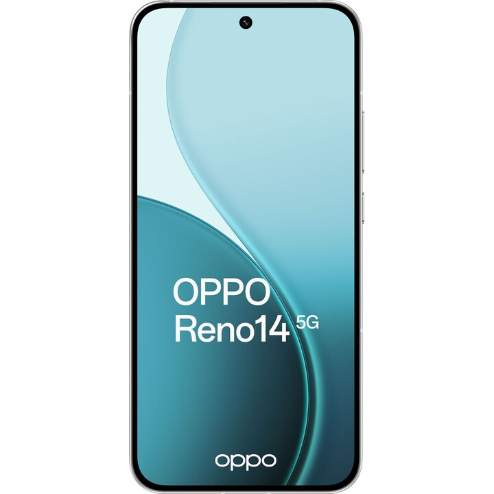 Oppo Reno14 5G, 12GB 256GB, 6.59 AMOLED, 50MP, IP69, carga rápida, 80W, Blanco Ópalo