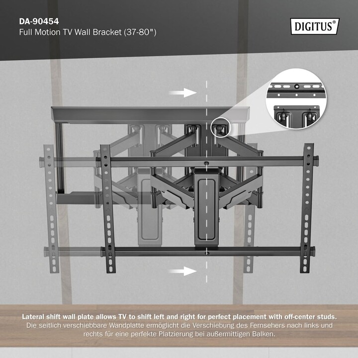 Supporto a parete Digitus per TV Full Motion (37-80")