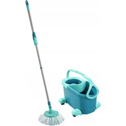 Leifheit Clean Twist Round Spin Mop com rodas Balde de tanque único azul