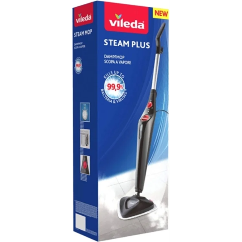 Vileda Steam Plus 3.0 esfregona a vapor para limpeza de pavimentos preta