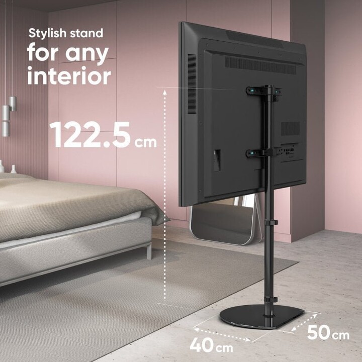 Suporte de chão para TV Onkron TS5060-B para ecrãs de 30 a 60 polegadas com rodas, preto