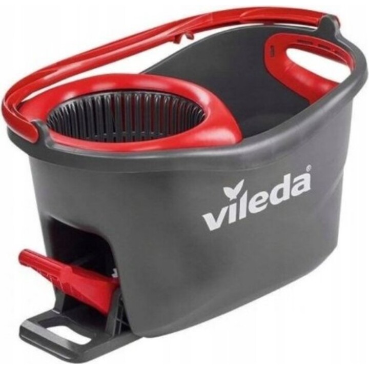 VILEDA TURBO Spin Mop con manico telescopico a pedale da 85 a 123 cm di rosso grigio