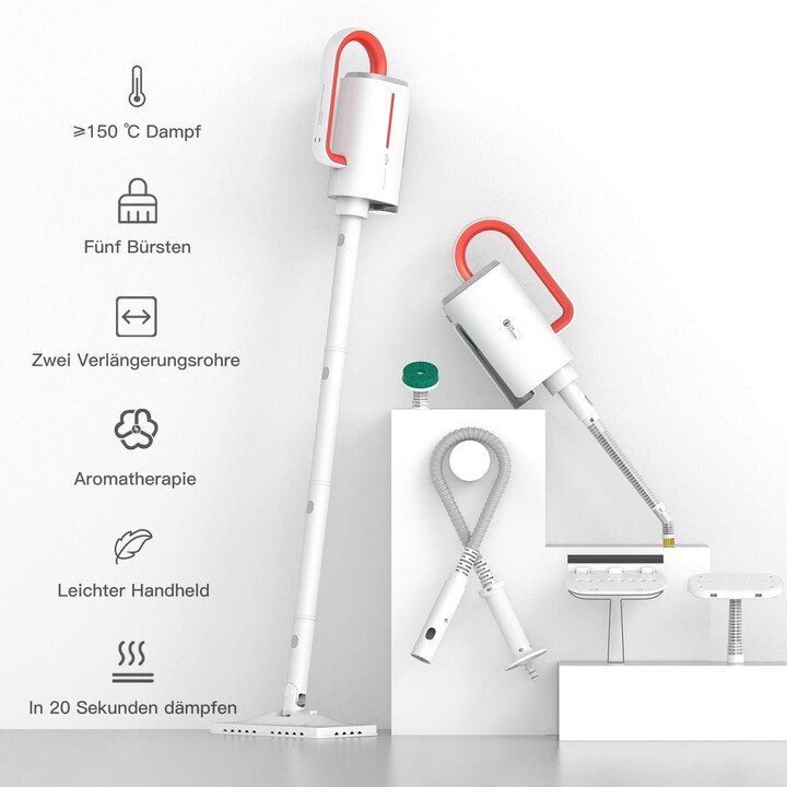 Aspirador a vapor Xiaomi Deerma ZQ610 con cabezales de cepillo 5 en 1 Blanco Naranja