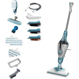 Black+Decker BHSM1610DSM, Mopa a Vapor 1600W Multifunción con Cuerpo Desmontable para Limpieza Integral, Blanco