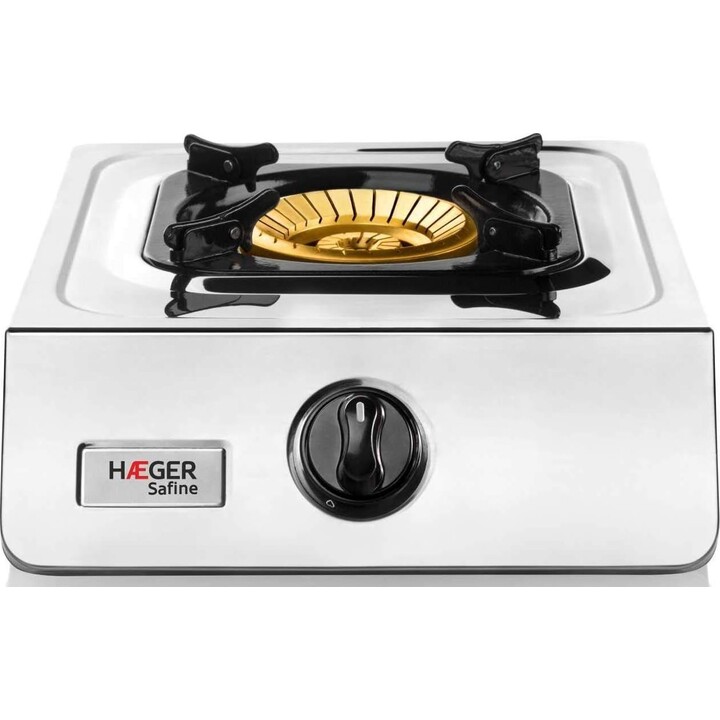 Haeger 1-N5-H, fornello a gas portatile a 1 zona ideale per il campeggio con accensione piezoelettrica e custodia per il traspor