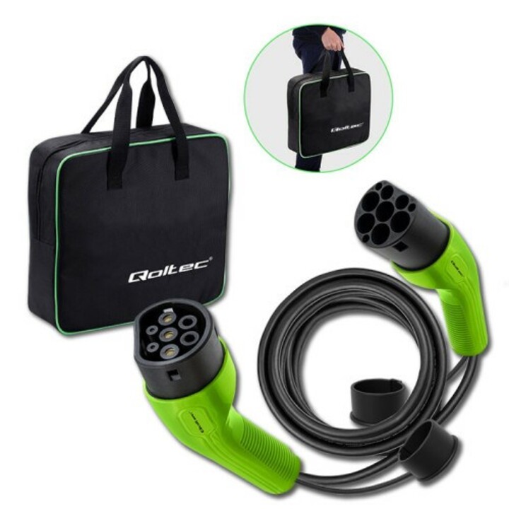 Qoltec 52472 Electric Vehicle Charging Cable Black Type 2 5 m