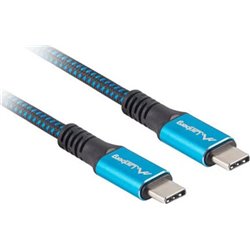 Lanberg CA-CMCM-45CU-0005-BK câble USB 0,5 m USB4 Gen 2x2 USB C Noir, Bleu
