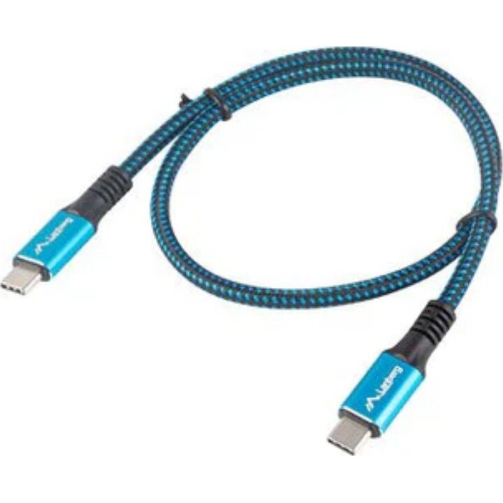 Lanberg CA-CMCM-45CU-0005-BK câble USB USB4 Gen 2x2 0,5 m USB C Noir/Bleu