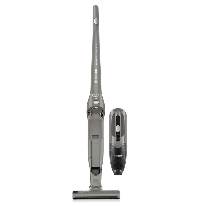 Aspirador de pó vertical e vassoura elétrica Bosch Série 2 BBHF214G 2 em 1, aspirador de pó seco sem fio, cinza