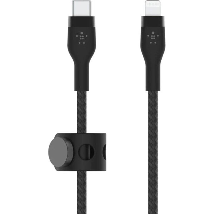 Câble Belkin BOOST CHARGE USB-C vers Lightning, silicone tressé, 2 m, noir