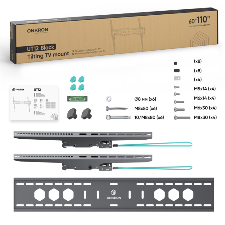 Supporto da parete per TV Onkron UT12-B 60-110" Nero