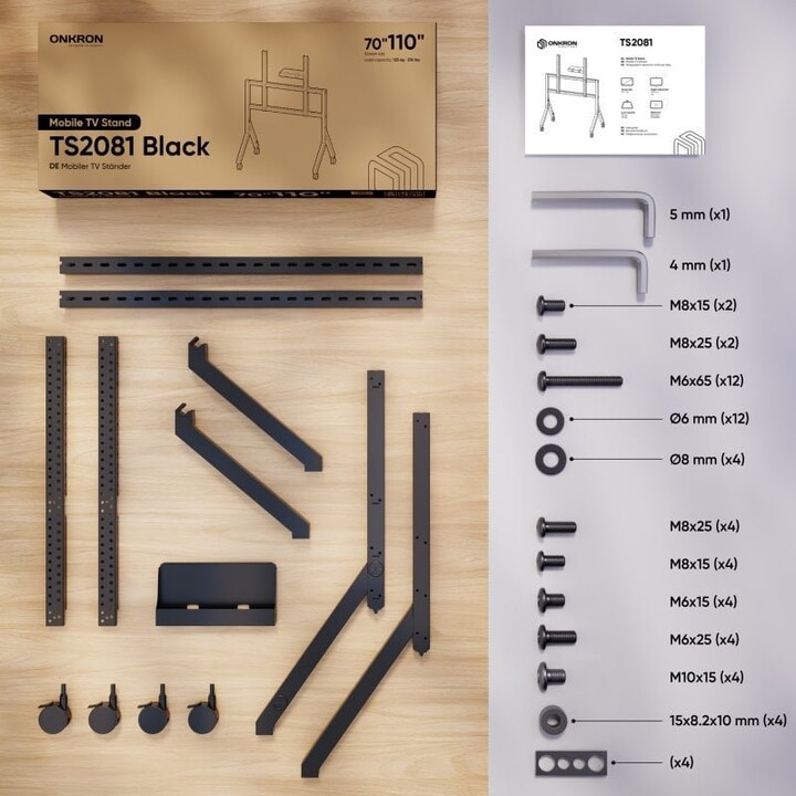 Accesorio de soporte móvil para TV/70-110" Negro TS2081-B Onkron