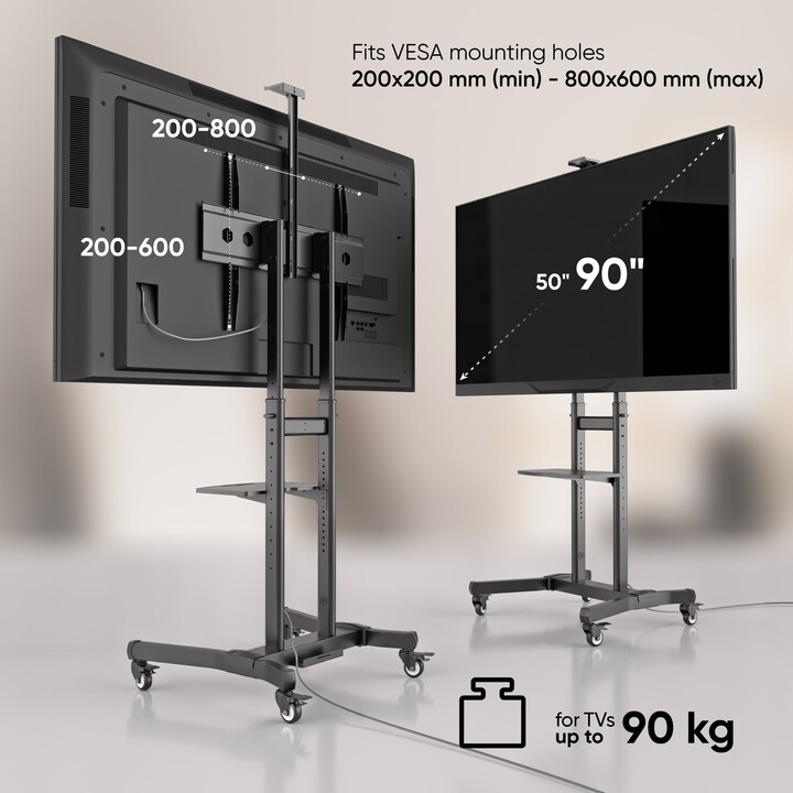 Mobiler TV-Ständer, Zubehör/50-90"/Schwarz TS1891-B Onkron