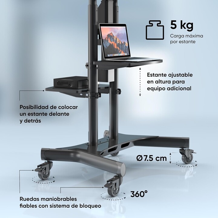 Motore per supporto TV mobile Onkron TS1881E-B per TV da 50-86 pollici