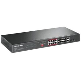 Switch não gerenciável Mercusys MS118CP 18P 16xRJ45 100Mbps PoE+ 2x1Gbps 2xSFP 1Gbps em rack