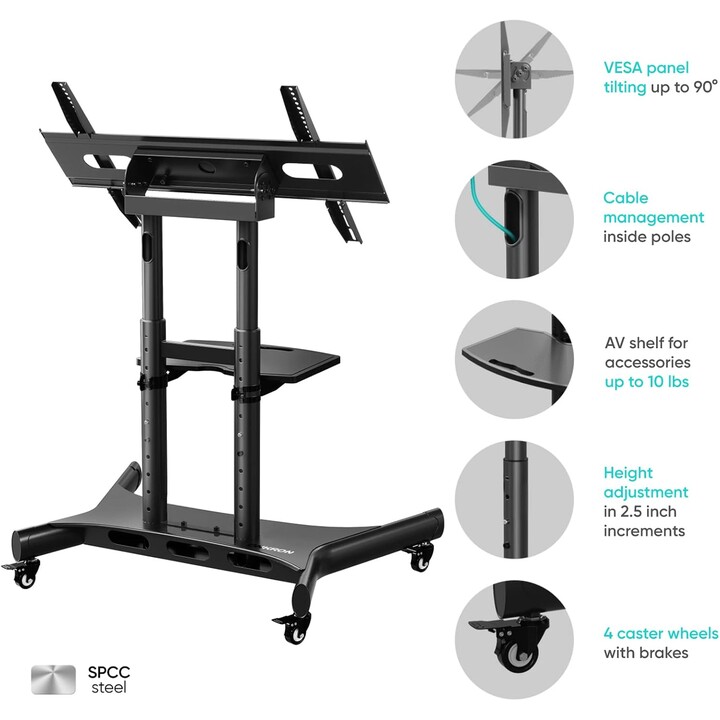 Mobiler TV-Ständer, Zubehör/50-83"/Schwarz TS1380-B Onkron