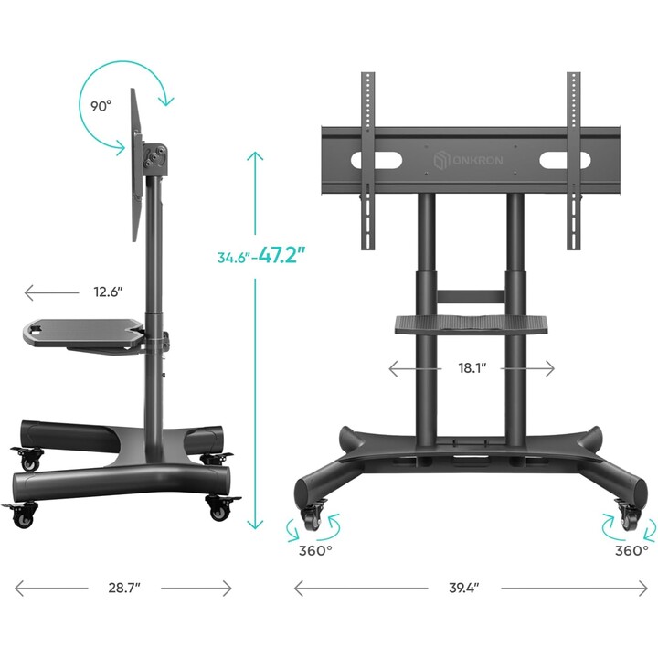 Mobiler TV-Ständer, Zubehör/50-83"/Schwarz TS1380-B Onkron