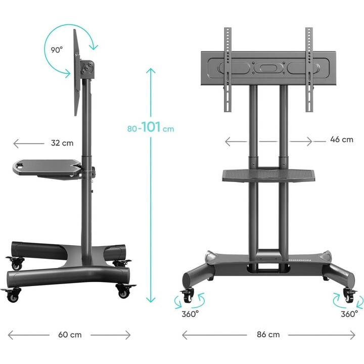 Support TV mobile Onkron TS1350-B (32-70"), noir