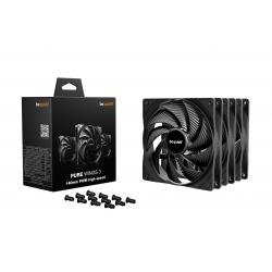 Ventilador de caja Be Quiet Pure Wings 3 (paquete de 3), 140 mm, PWM, alta velocidad, color negro