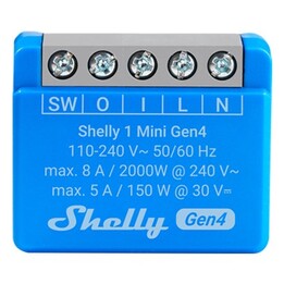 Shelly Relais "1 Mini Gen4" WLAN BT máx. 8A 1 canal WLAN Matter Zigbee Bluetooth Unterputz