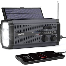 Portable Emergency Radio 5000 mAh Grey and Black