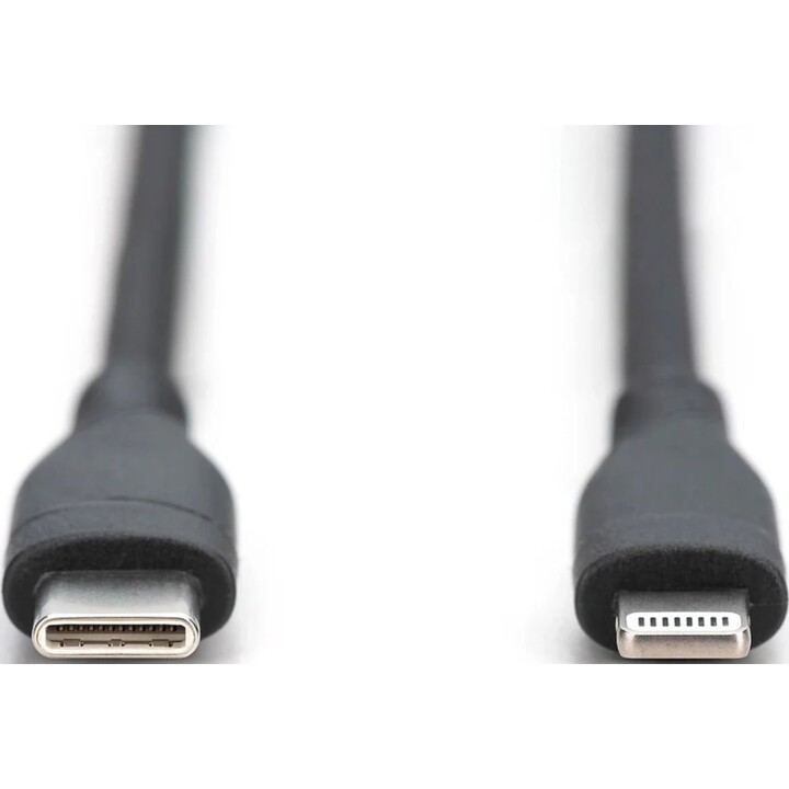 DIGITUS USB 2.0 Cable Typ C-Lightning Silikon 2m MFI schwarz