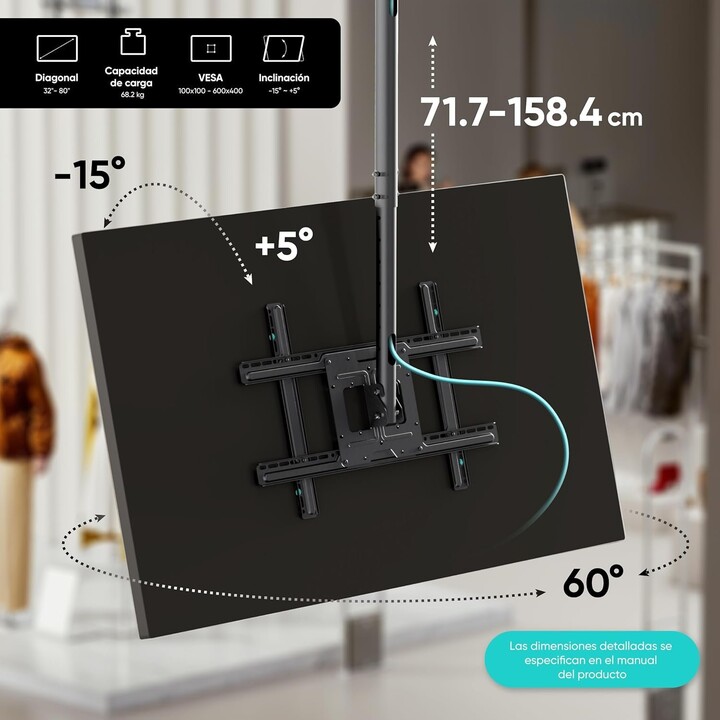 TV Accessory, Ceiling Mount/32-80", Black, N1L-B, Onkron
