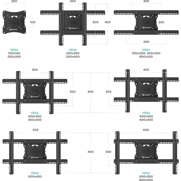 Supporto da parete per TV Onkron M7L-B/40-75"/Nero