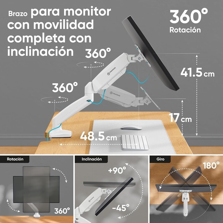 Soporte de pared para monitor de 13 a 32 pulgadas, blanco, G80-W, Onkron