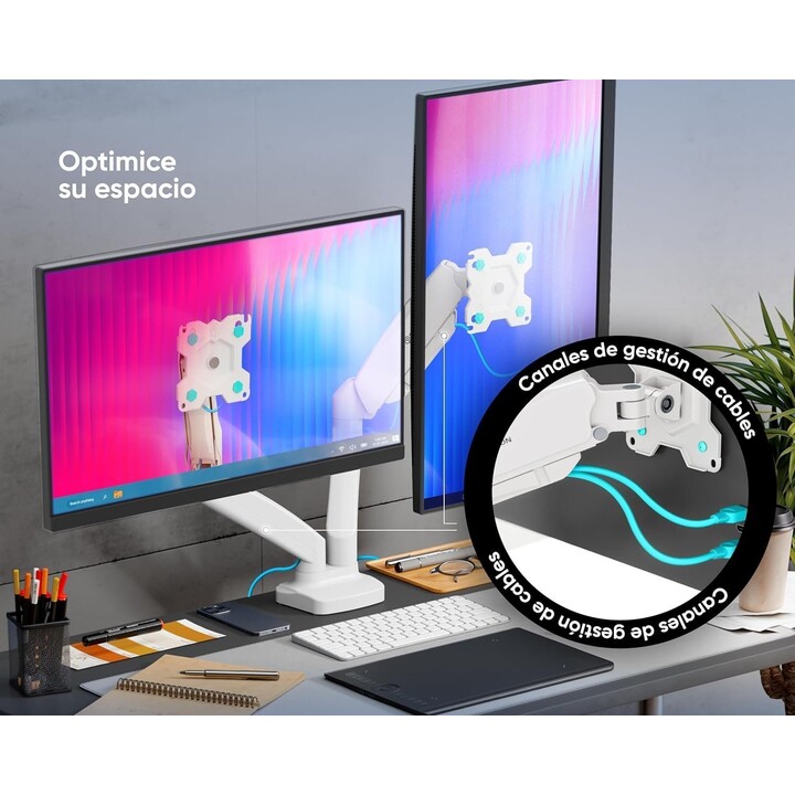 ONKRON G160-W supporto da scrivania per 2 monitor 13-32" bianco