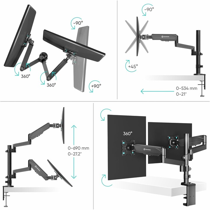 Supporto da parete per monitor Onkron G140-B Acc/13-32" Nero