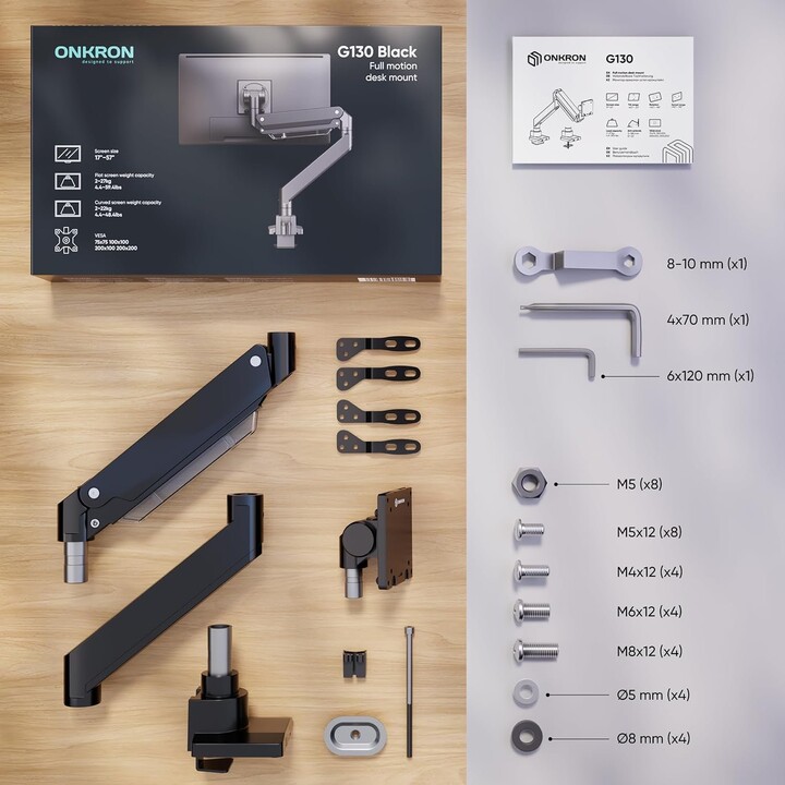 Monitor Access Wall Mount/17-57" Black G130-B Onkron