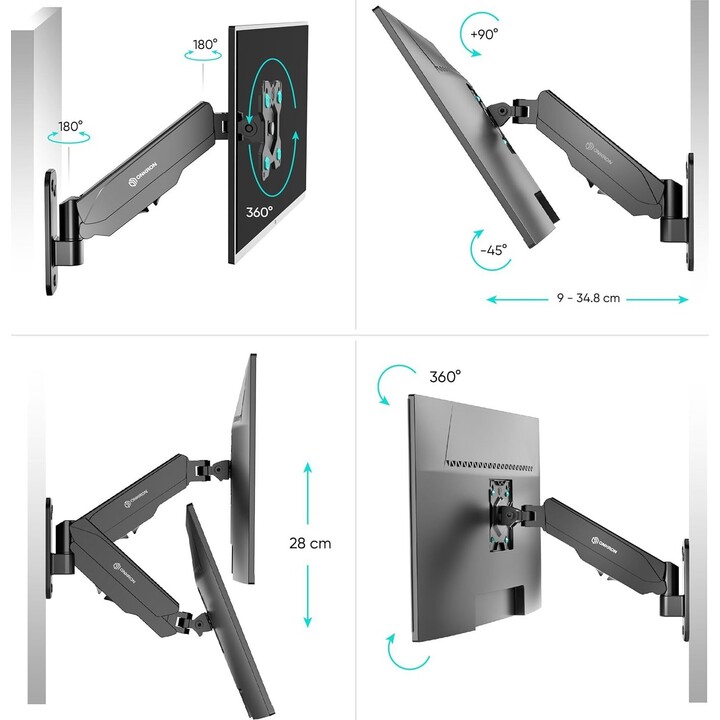 Support mural pour téléviseur Onkron G120-B (13-34 pouces) noir