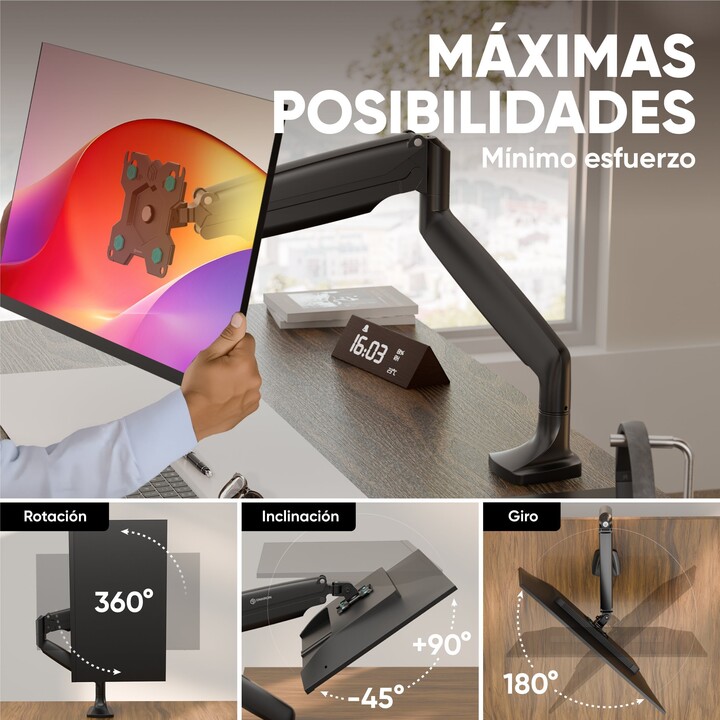 Soporte de pared para monitor de 13 a 32 pulgadas, negro, G100-B, Onkron