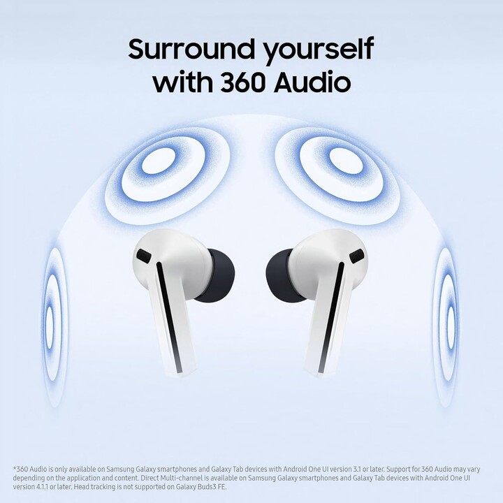 Samsung Galaxy Buds3 FE, Galaxy AI, fones de ouvido sem fio, cancelamento de ruído, Bluetooth, áudio 360, cinza