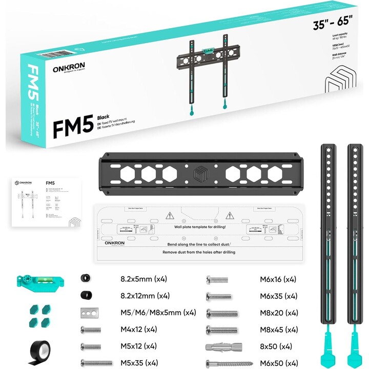 Accessorio per montaggio a parete per TV Onkron FM5-B /35-65"/Nero