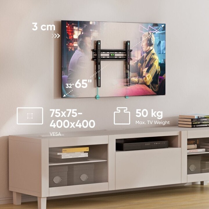 Support mural pour téléviseur Onkron FM2-B (32-65"), noir