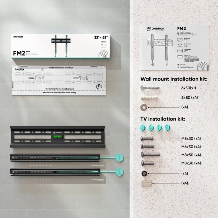 Onkron Suporte de Parede para TV FM2-B /32-65"/Preto