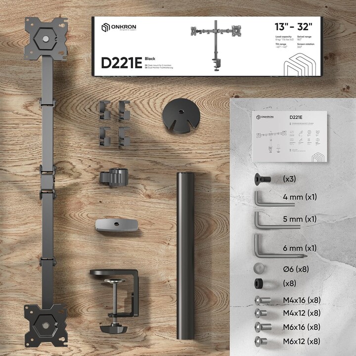 Monitor de acceso Onkron D221E-B, montaje en pared, 13-32", color negro