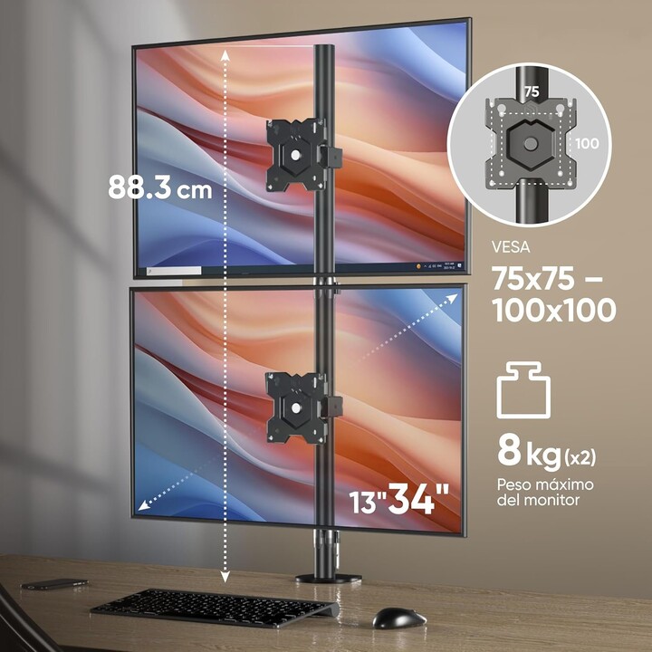 Support mural pour moniteur Onkron D208E-B, accessoire pour moniteur 13-34", noir
