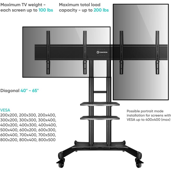 Accessoire TV Onkron Adv1881-B Double Vesa Panel