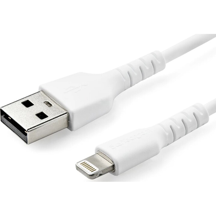 StarTech.com Câble USB-A vers Lightning Blanc Robuste 1m - Câble de Charge/Synchronisation de Type A vers Lightning en Fibre Ara